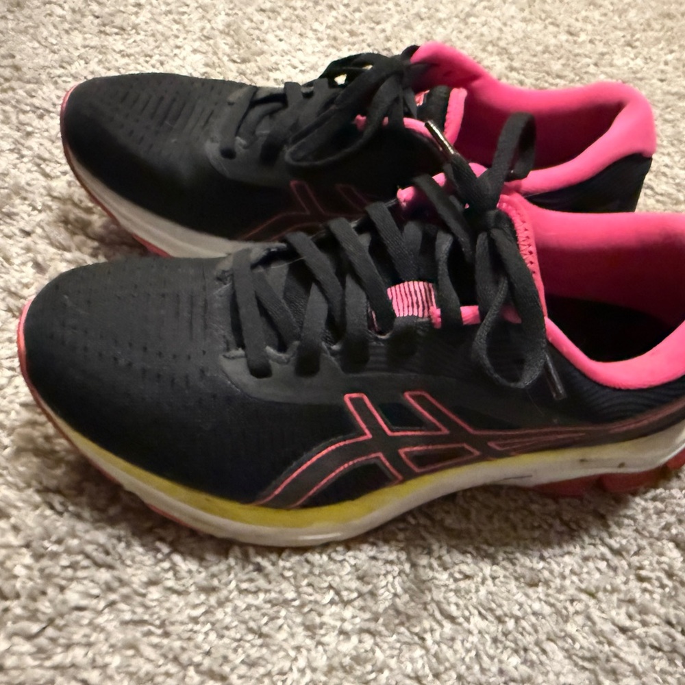 ASICS Women's Black and Pink Athletic Shoes